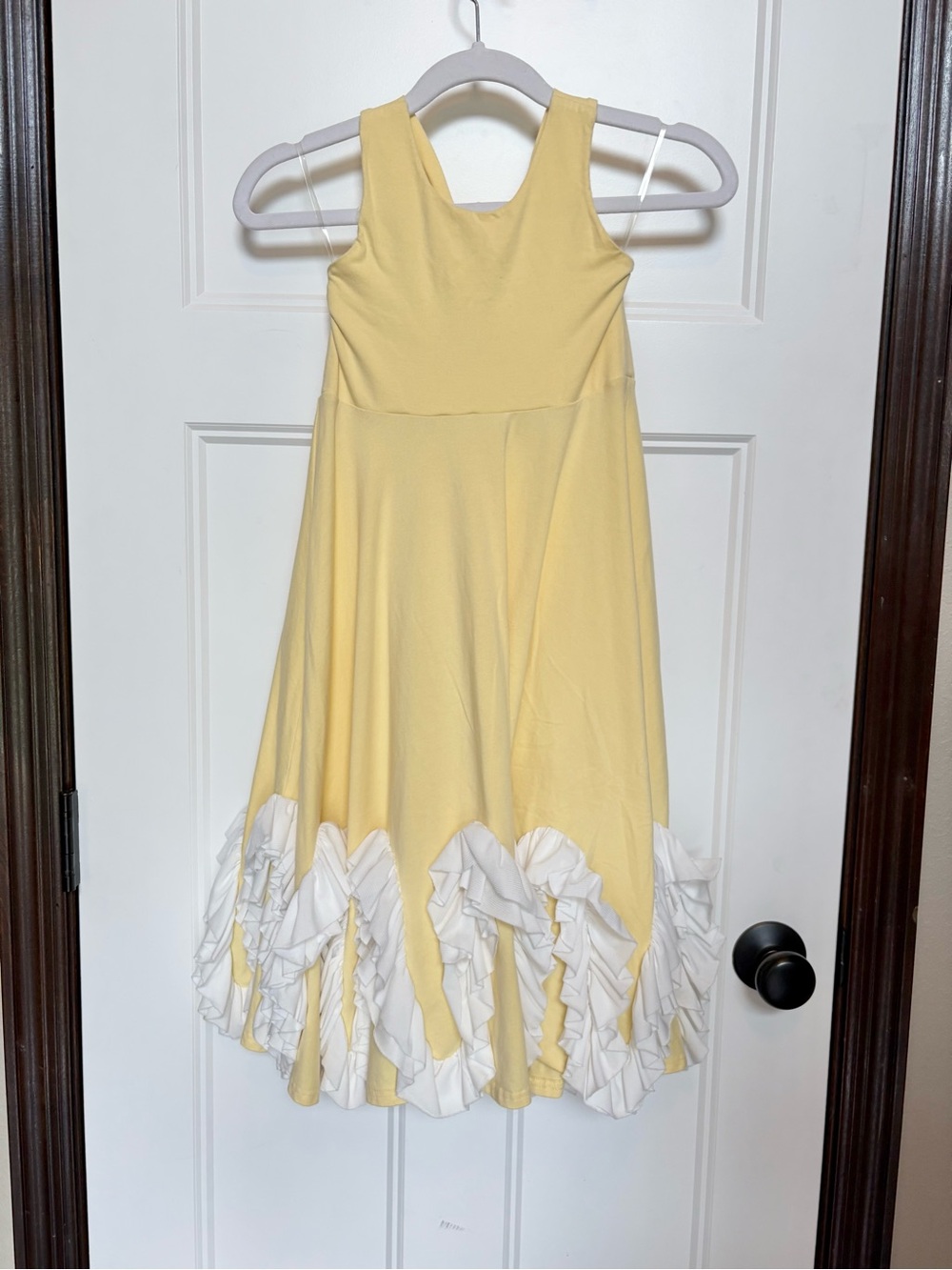 Serendipity Girls Yellow Knit Halter Maxi Dress Cascade Ruffle Trim SS19 Size 5